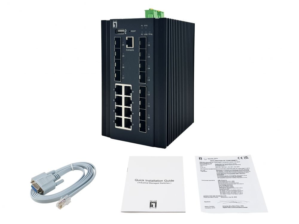 LevelOne Switch 20x GE IGX-2072 8x 1GbE,8x 2.5GbE SFP+ zwart