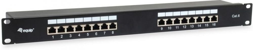 Equip Patchpanel 16x RJ45 Cat6 19" 1HE zwart