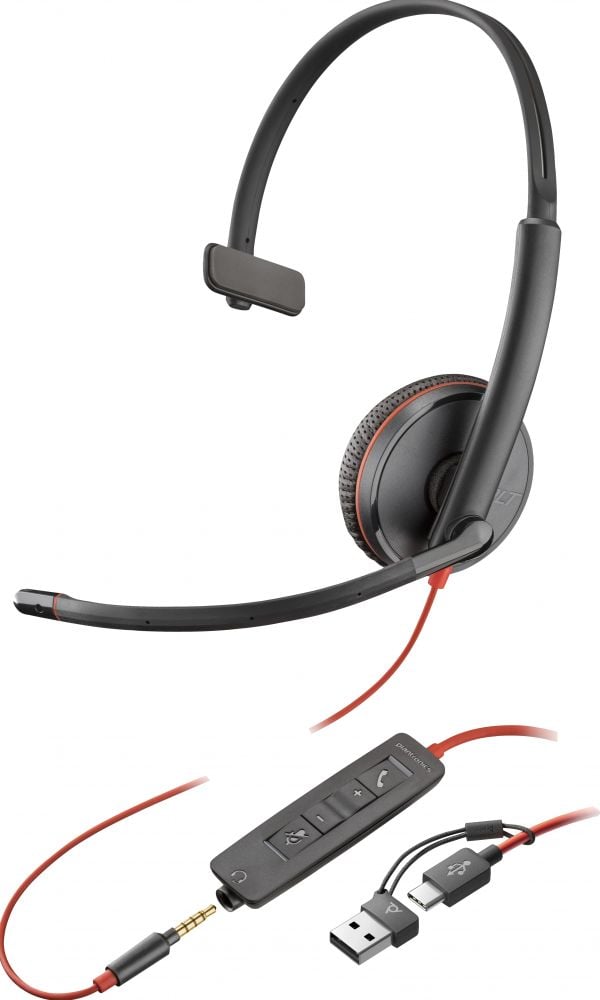 Poly Blackwire 3215 - 3,5mm plug + USB-C/A adapter