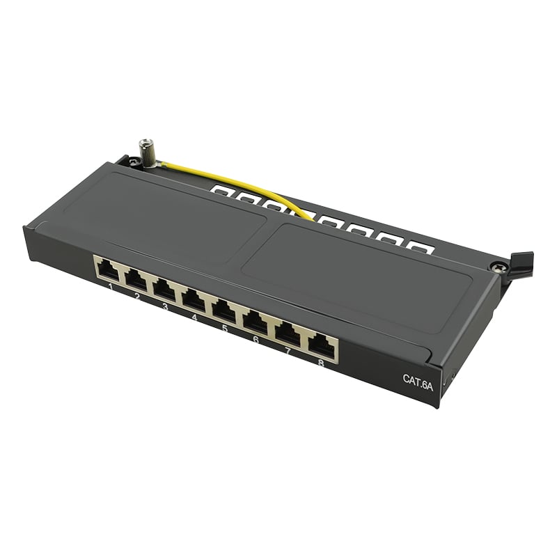 Logilink Cat.6A Mini Patchpanel, 8-Port, zwart, 0,5 HE