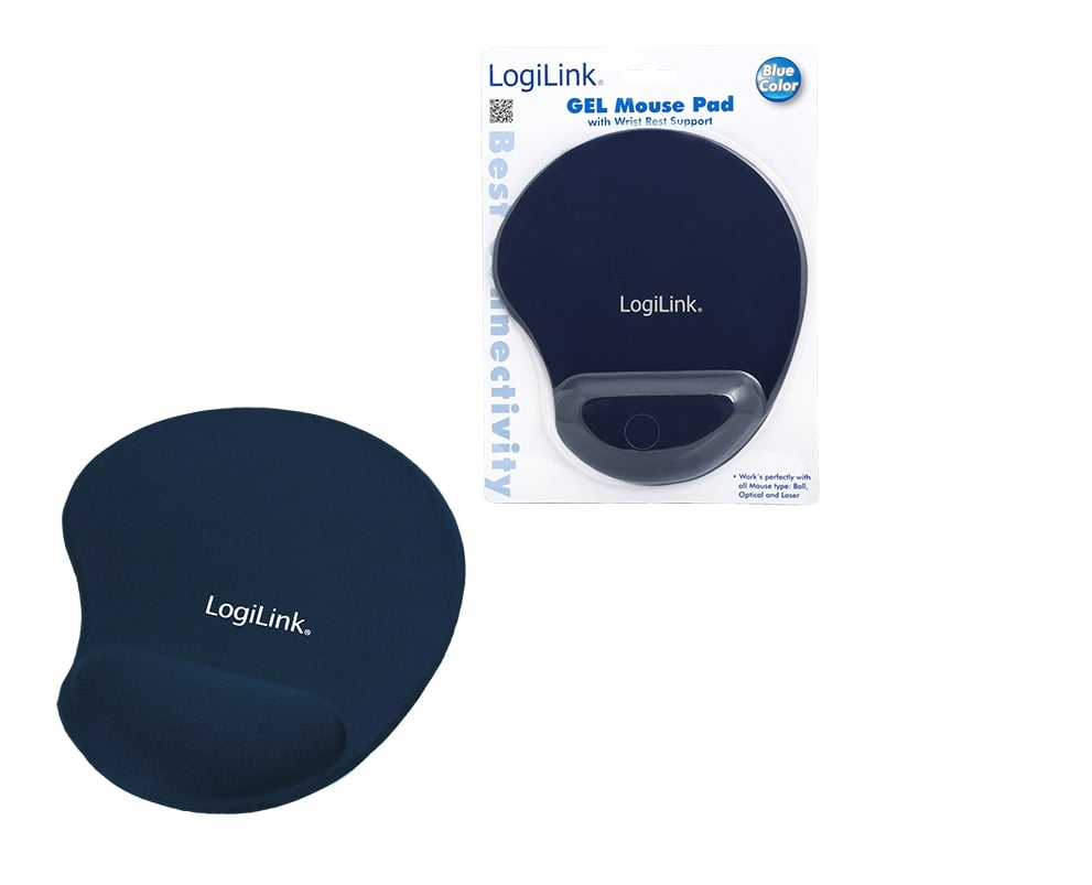 Logilink muismat met Gel-Polssteun Silicon blauw