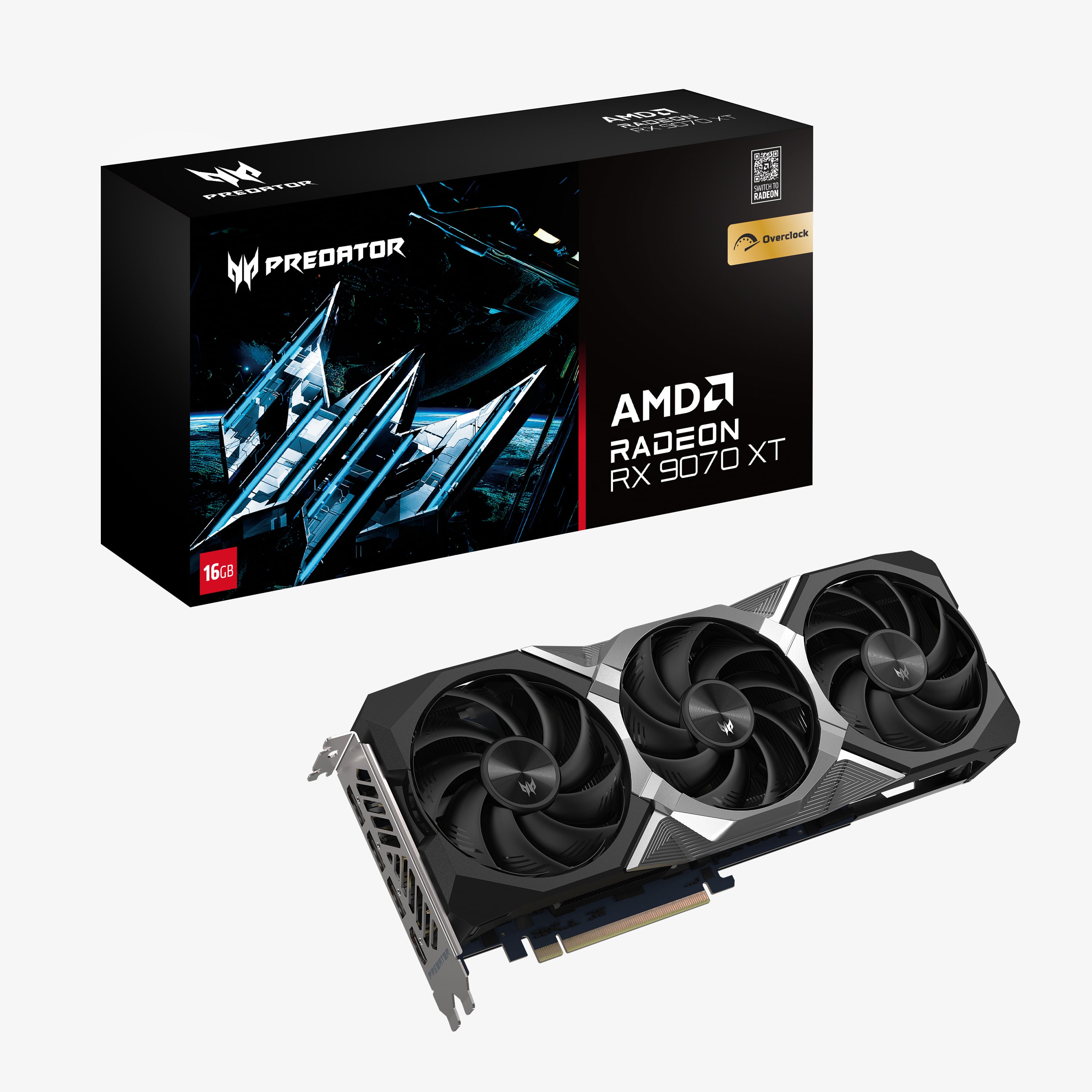 Acer Predator BiFrost Radeon RX 9070 XT OC 16GB, Radeon RX 9070 XT, 16 GB, GDDR6, 256 Bit, 7680 x 4320 Pixels, PCI Express x16 5.0