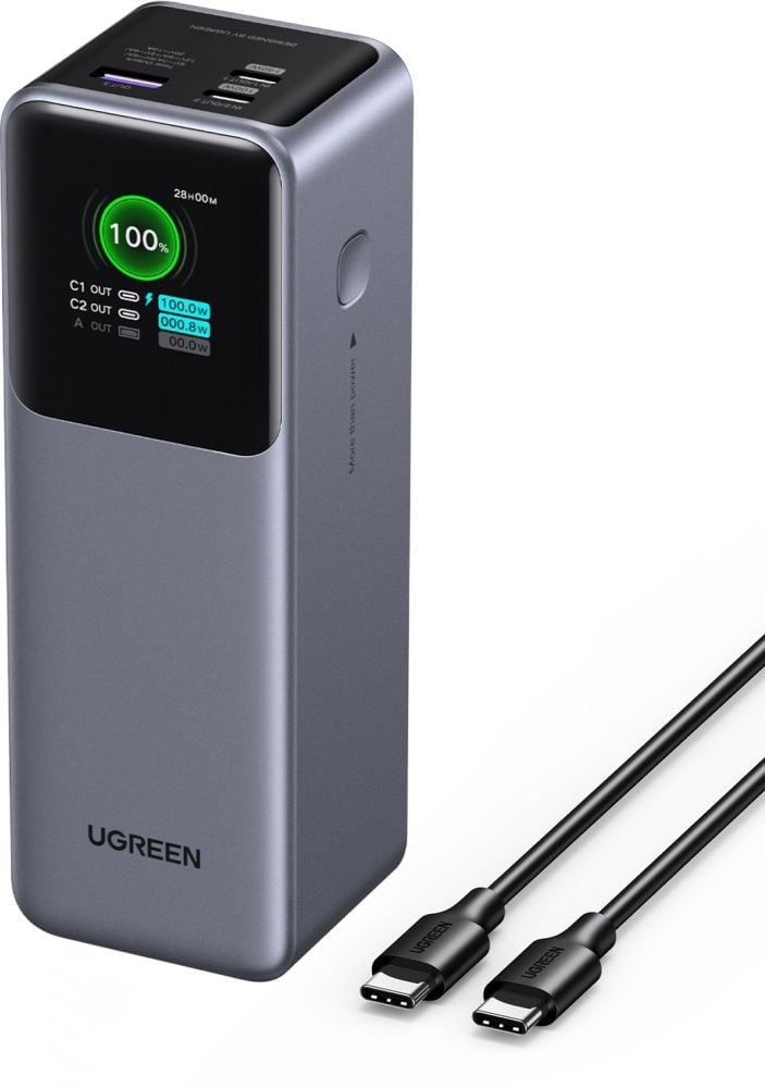 UGREEN Nexode Power Bank 25000mAh 200W Bliksemsnel opladen Ervaar razendsnel opladen met de nieuwste PD 3 1 technologie Je MacBook Pro 16 laadt op tot