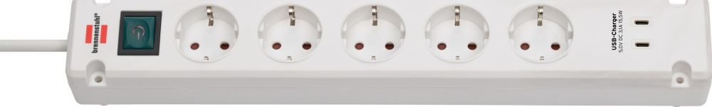 BRENNENSTUHL stekkerdoos stekker omlijsting Bremounta 5fach+USB-C weiß