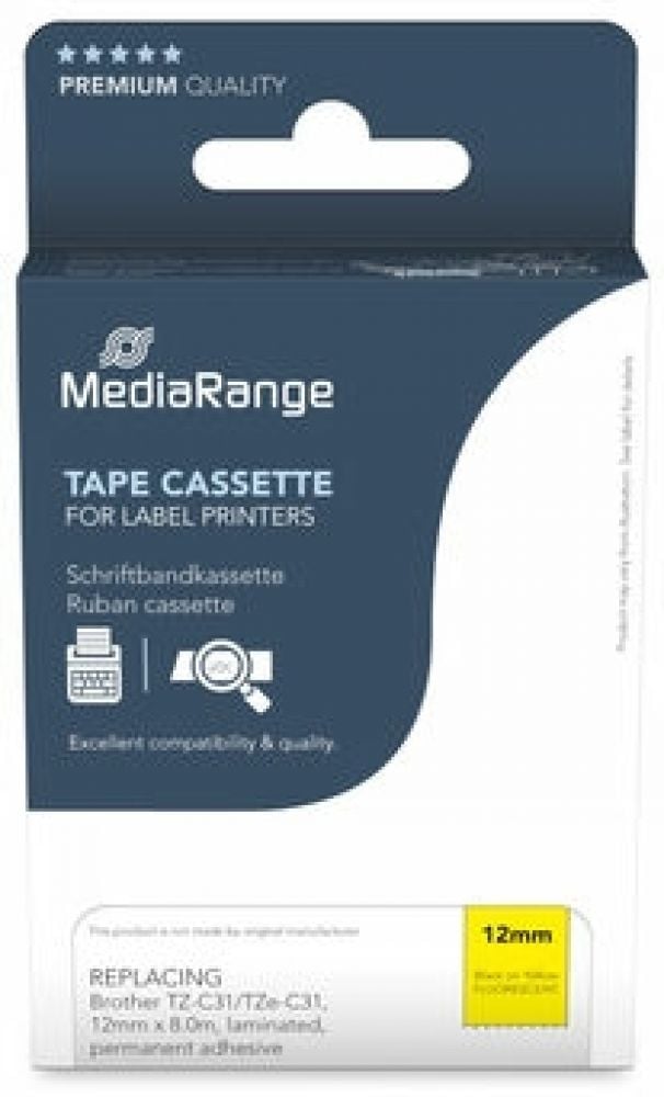 MediaRange Schriftbandka. Brother TZ-C31/TZe-C31 12mm 8m zwart