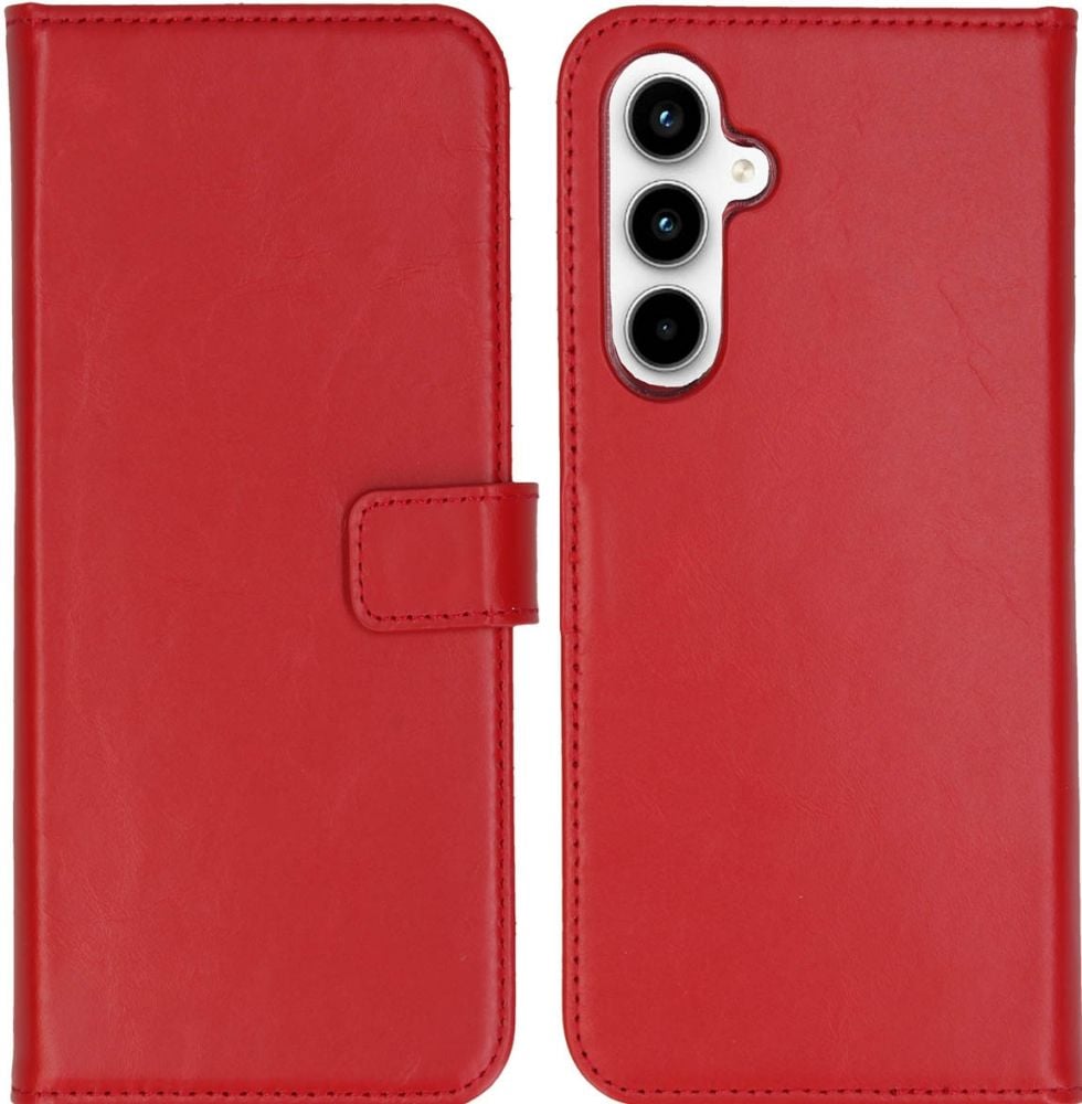 Selencia Echt Lederen Bookcase Samsung Galaxy A55 - Rood
