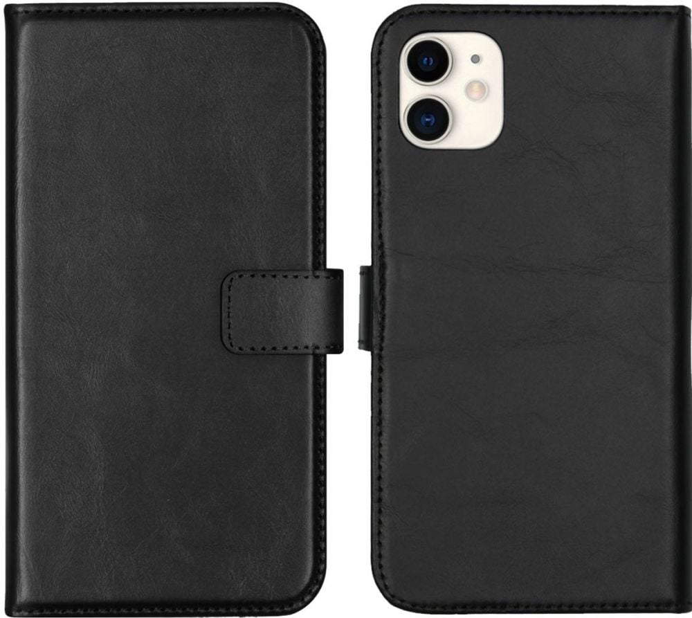 Selencia Echt Lederen Bookcase iPhone 11 - Zwart