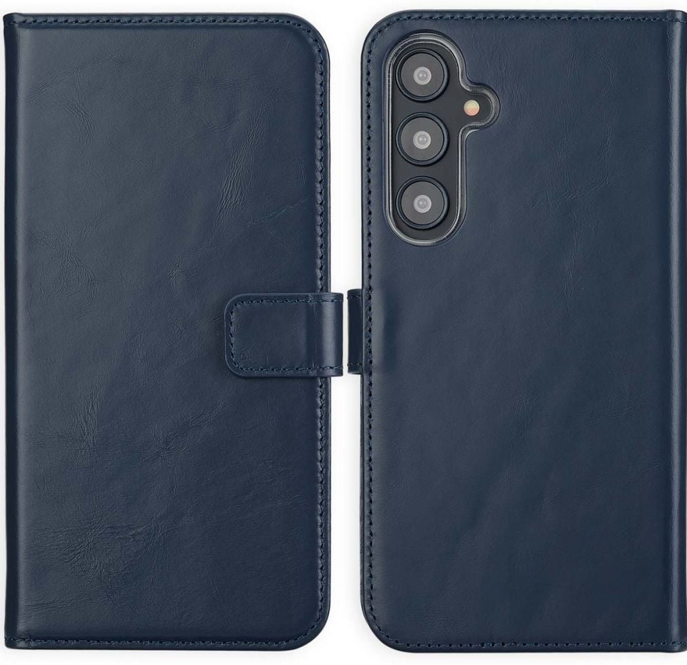 Selencia Echt Lederen Bookcase Samsung Galaxy S24 FE - Blauw