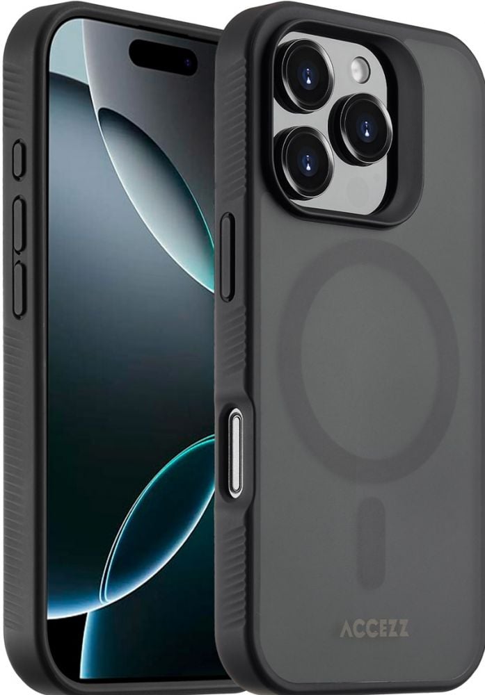 Accezz Rugged Frosted Backcover met MagSafe iPhone 16 Pro - Zwart