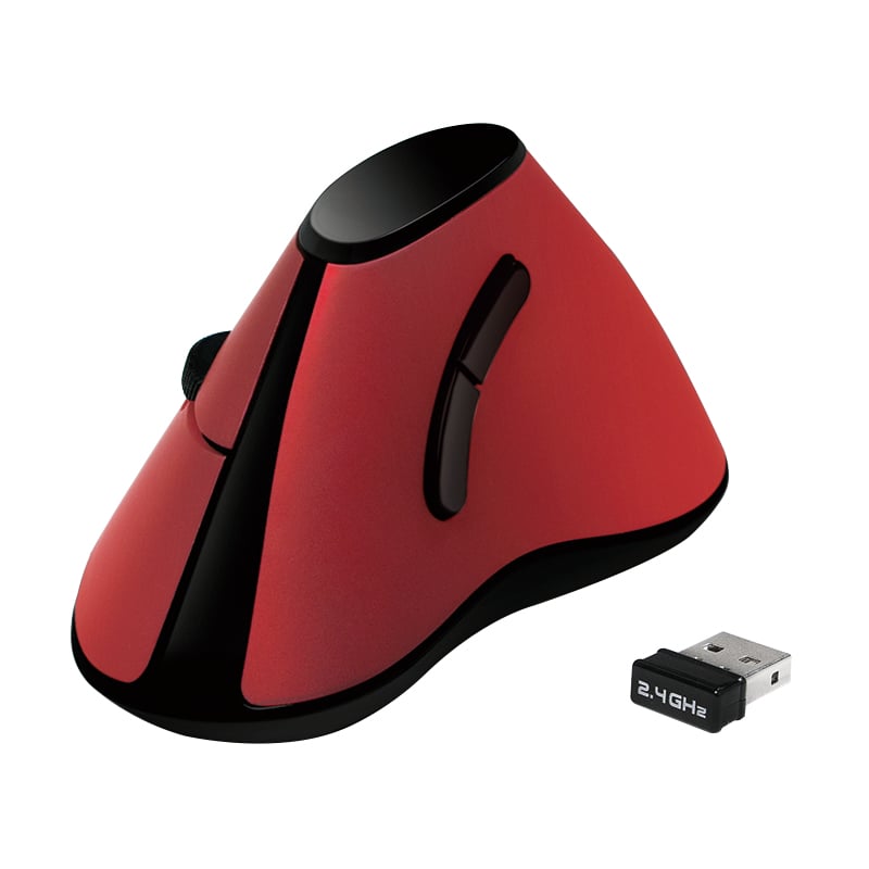 LogiLink muis, ergonomisch vertikal, radio 2.4 GHz, rood