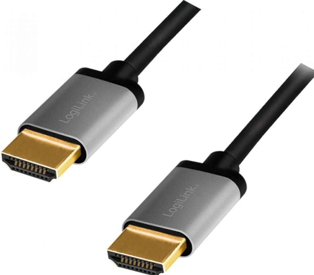 Cable Logilink HDMI with Ethernet Slim 1m Black grey/black, 4K, 60 Hz