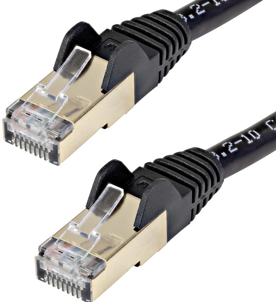 StarTech.com 1.5m CAT6A Ethernet Cable, 10 Gigabit Shielded Snagless RJ45 100W PoE Patch Cord, CAT 6A 10GbE STP Network Cable wStrain Relief, Black,