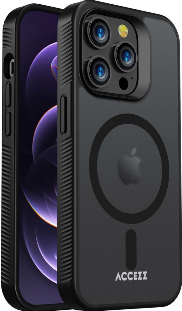 Accezz Rugged Frosted Backcover met MagSafe iPhone 14 Pro - Zwart
