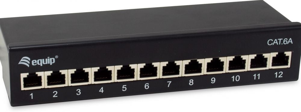 Equip Patchpanel 12x RJ45 Cat6A 19" FTP 1HE Premium zwart