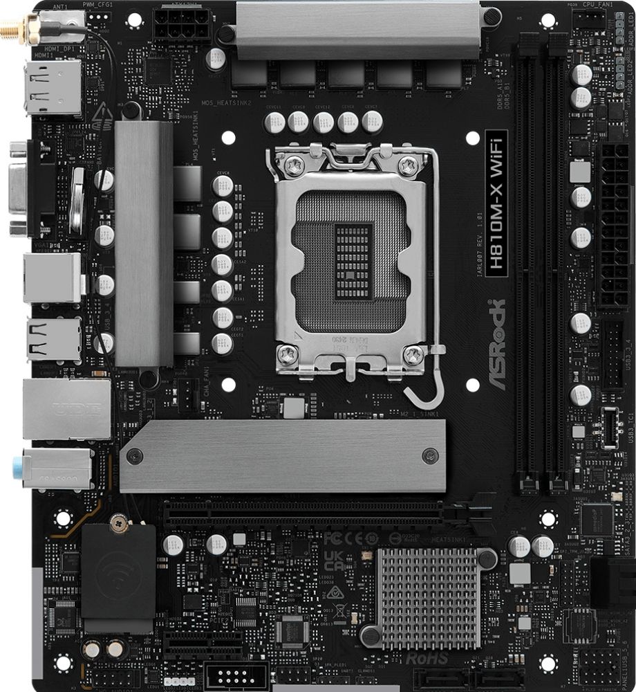 MB ASRock Intel 1851 H810M-X WiFi M-ATX 2xCU D5 6400+(OC) PCIe4.0 USB3.2 Gen1 WIFI5