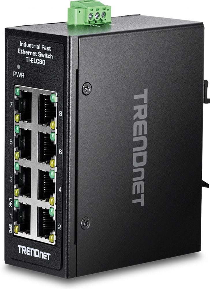 TRENDnet 8-Port Industrial Fast Ethernet DIN-Rail MiniSwitch