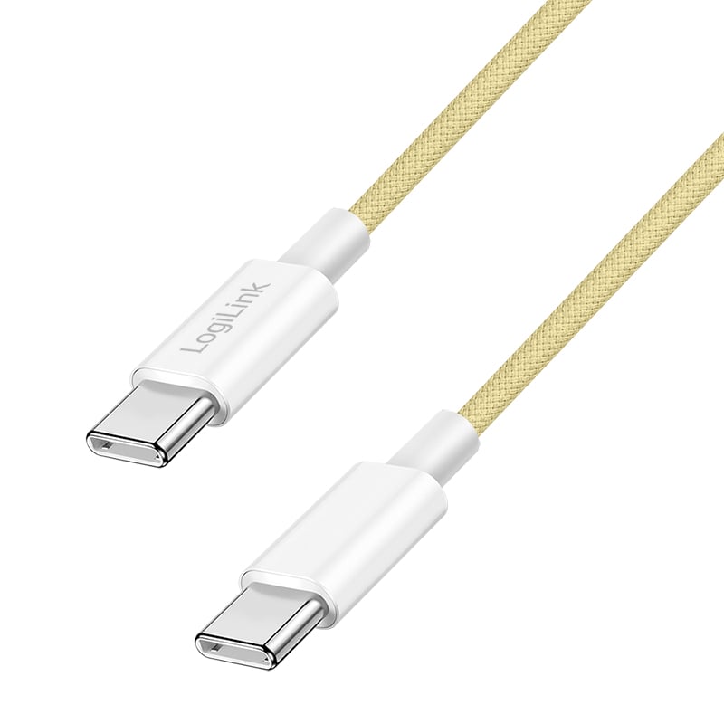 Logilink USB 2.0 Typ-C Kabel C/M > C/M, Nylon, 60W gelb 1m