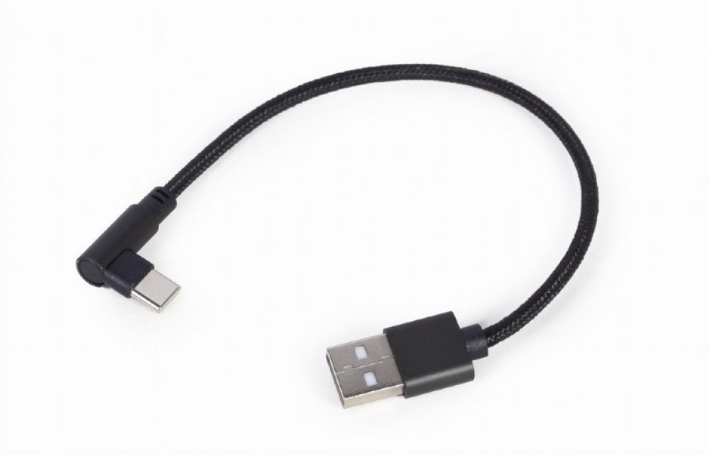 gembird Winkel USB-Type-C-Lade- en gegevenskabel, 0,2 m, zwart