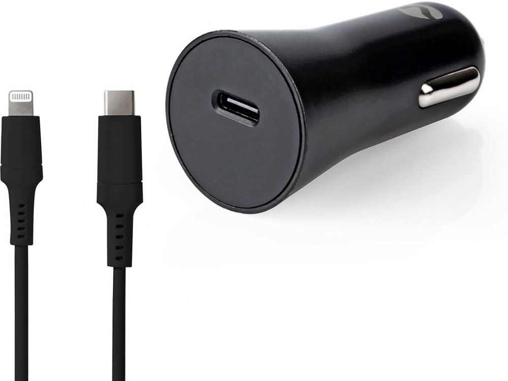 Autolader / 1.67 / 2.22 / 3.0 A / Outputs: 1 / Poorttype: USB-C / Lightning 8-Pins (Los) Kabel / 1.0 m / 20 W / Automatische Voltage Selectie
