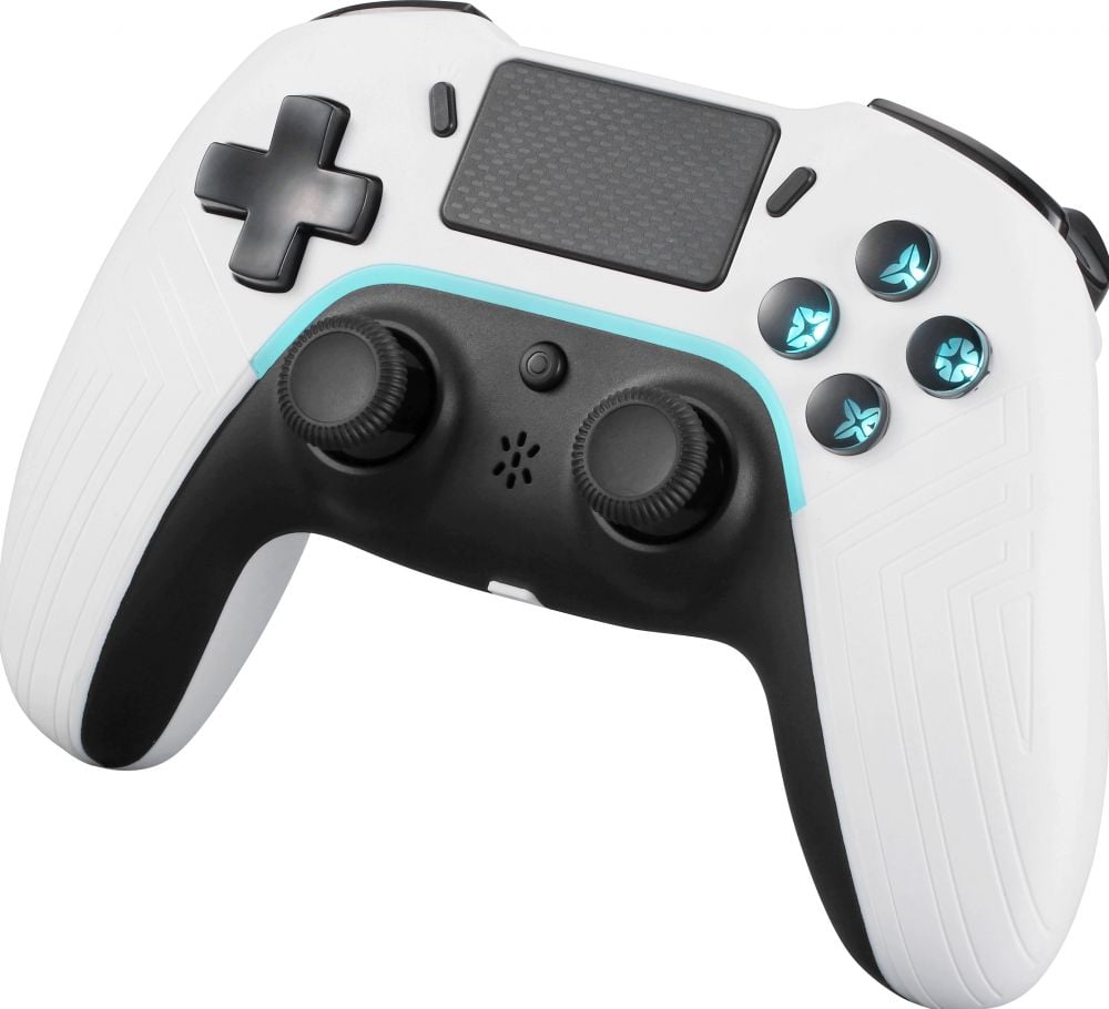 Deltaco Gaming draadloze PS4 Controller Bluetooth met 2 programmeerbare macroknoppen, ook geschikt als PC/Android/iOS-Controller - Wit.  Sommige games