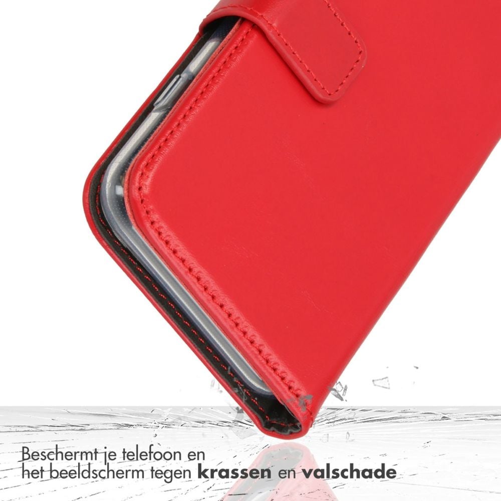Selencia Echt Lederen Bookcase iPhone SE 4 - Rood