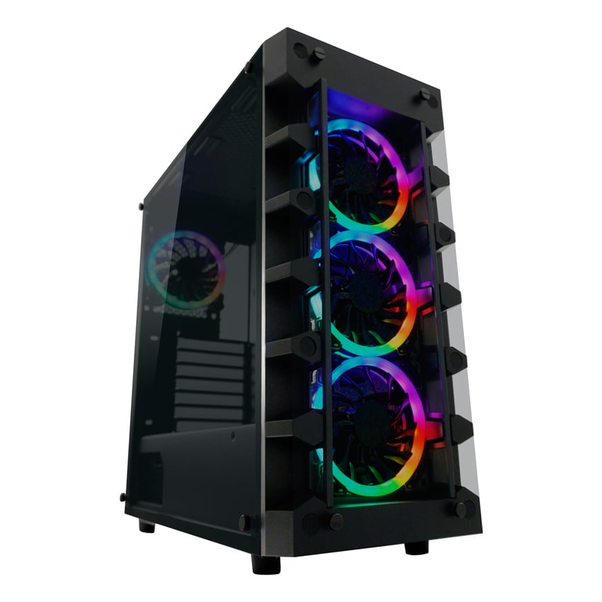 Case Midi LC-Power 709B Solar System X RGB M-ATX,2xUSB3.0, Black,1xUSB2.0