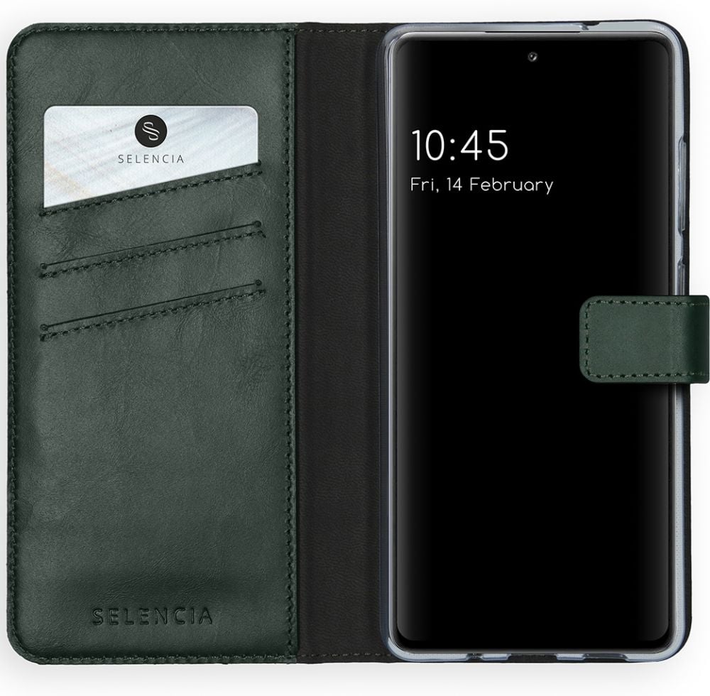 Selencia Echt Lederen Bookcase Samsung Galaxy S20 FE - Groen