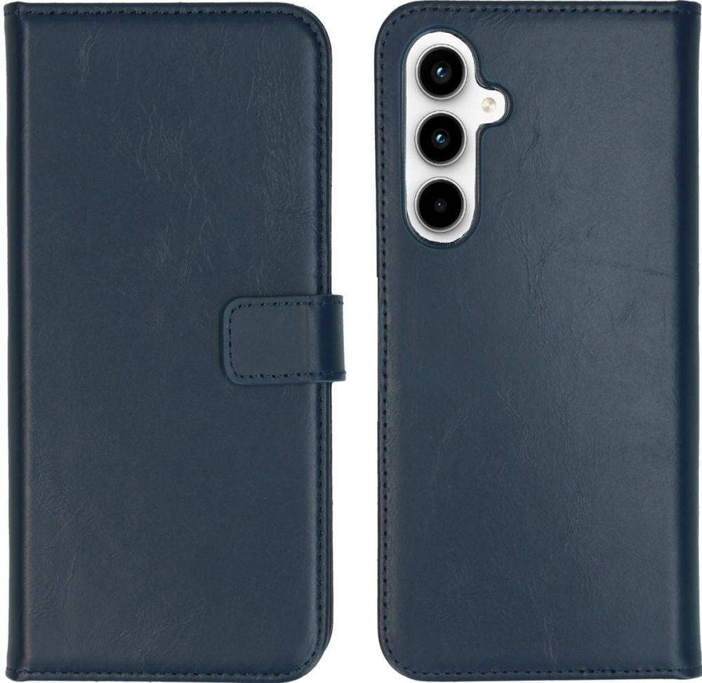 Selencia Echt Lederen Bookcase Samsung Galaxy A35 - Blauw