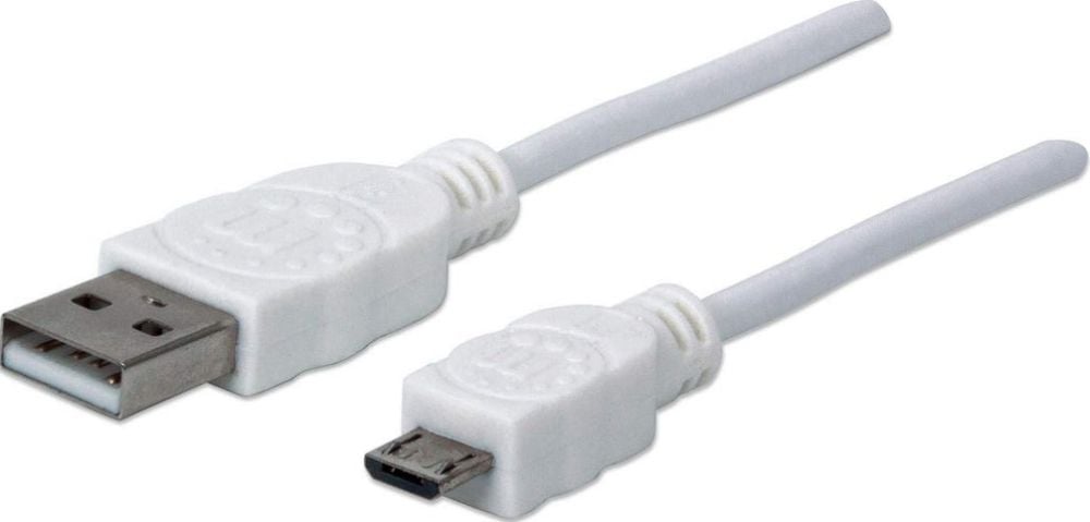 Manhattan USB 2.0 aansluitingkabel 1m A-St/Micro-B-St. wit