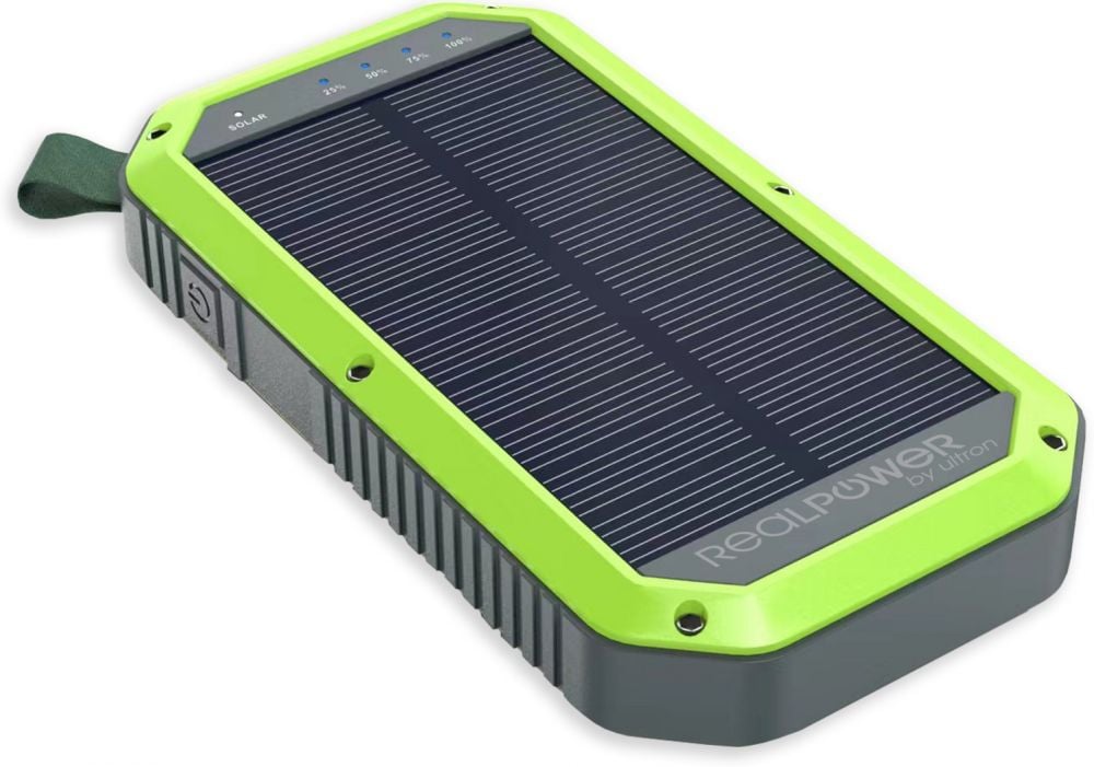 Powerbank RealPower PB-10000 Solar, 10000 mAh, USB C, QI
