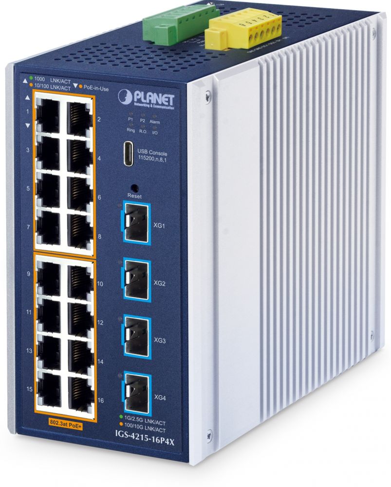 Planet Industrial L2+ 16-Port Managed Switch IGS-4215-16P4X