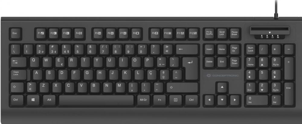 CONCEPTRONIC USB keyboard,Smart ID-kaartlezer portugies. zwart