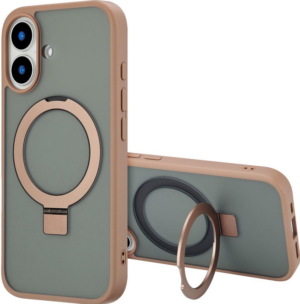 Accezz Ring Stand Backcover met MagSafe iPhone 16 - Brown