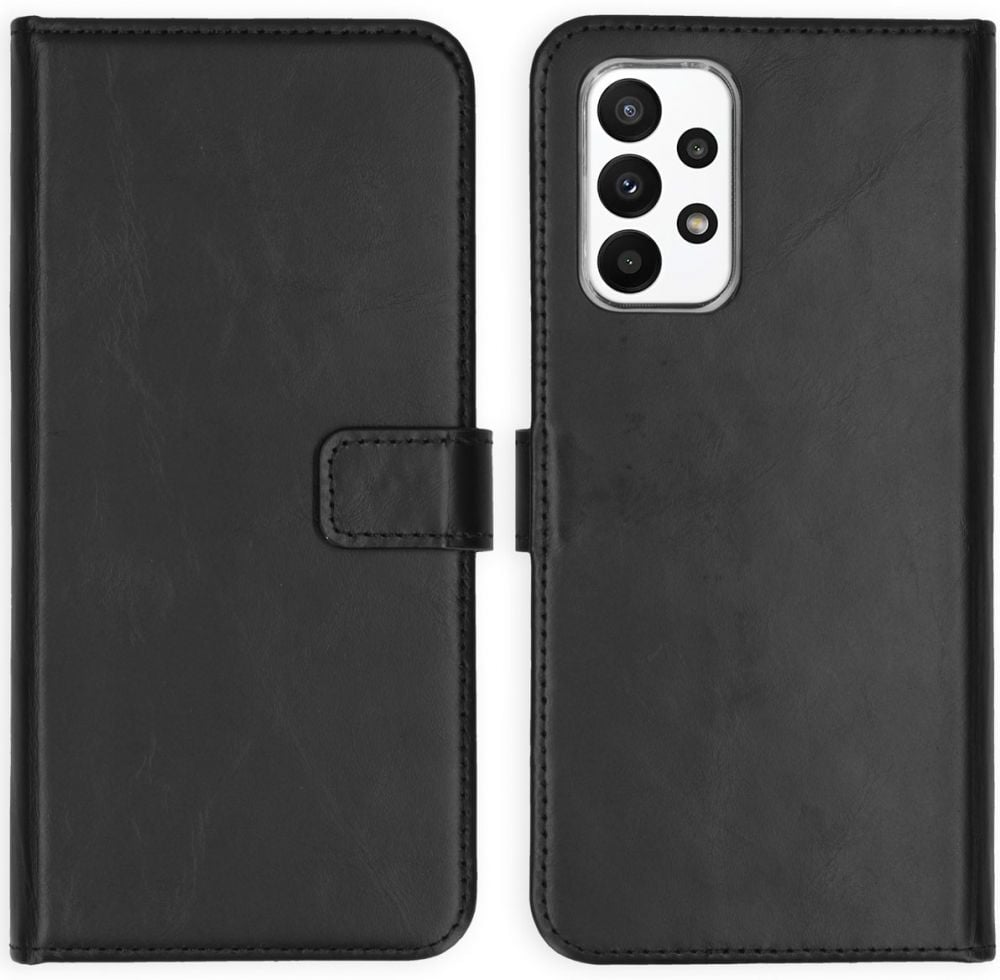 Selencia Echt Lederen Bookcase Samsung Galaxy A23 (5G) - Zwart