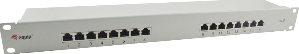Equip Patchpanel 16x RJ45 Cat6 19" 1HE grijs