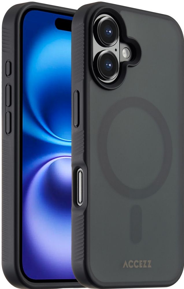 Accezz Rugged Frosted Backcover met MagSafe iPhone 16 - Zwart
