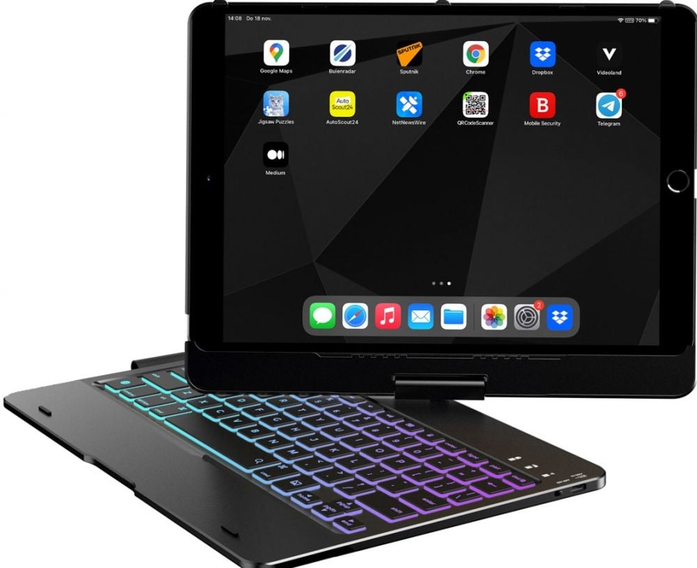 Accezz 360 Slim Keyboard Bookcase QWERTY iPad 10.2 inch (2019/2020/2021) / iPad Pro 10.5 (2017) - Zwart