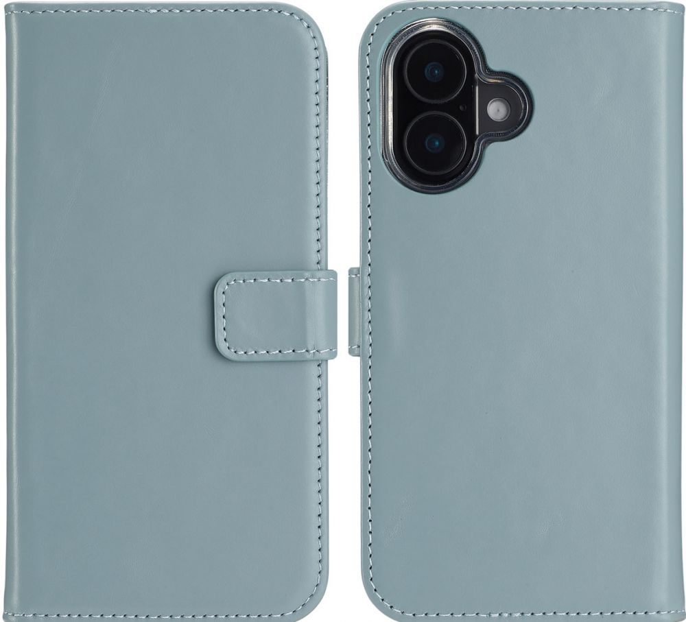 Selencia Echt Lederen Bookcase iPhone 16 - Air Blue