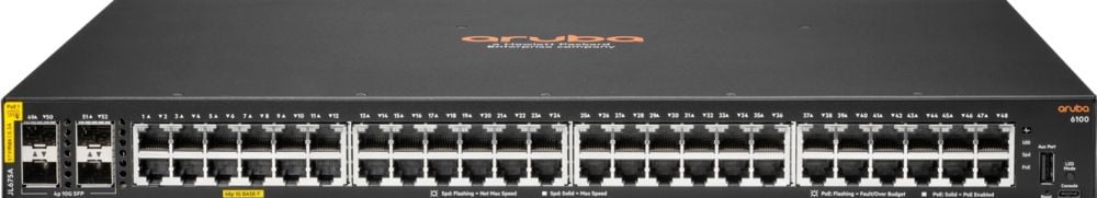 HPE Aruba 6100 48G Class4 PoE 4SFP+ 370W Switch - Switch