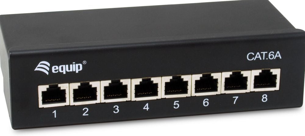 Equip Patchpanel 8x RJ45 Cat6A 19" FTP 1HE Premium zwart