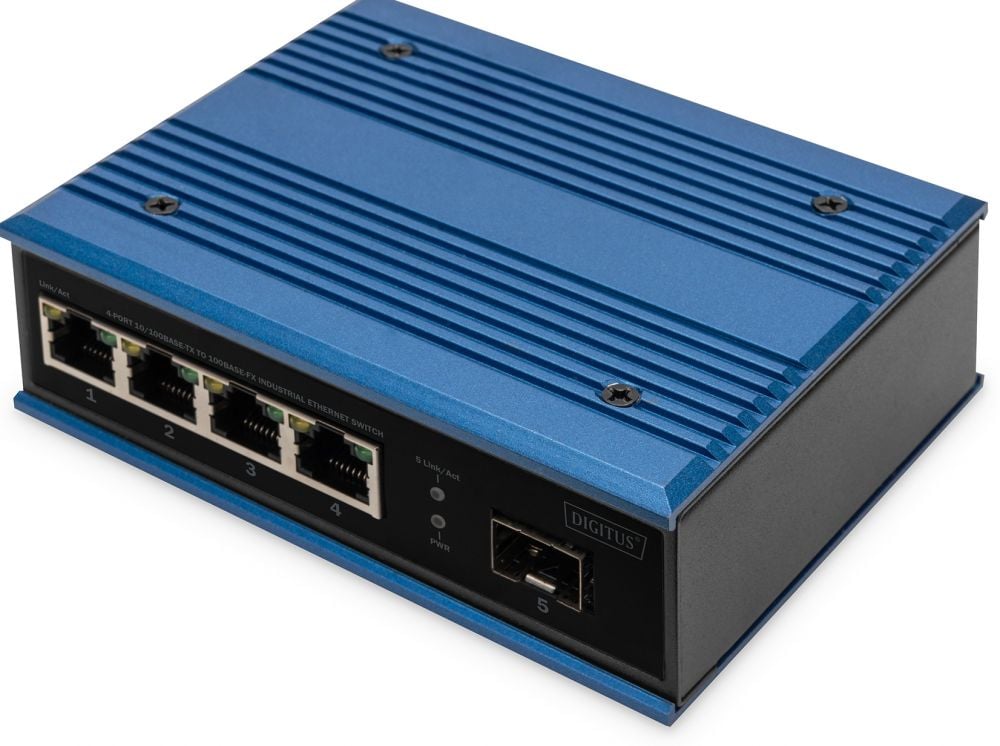 DIGITUS Switch Ind. 4-Port 10/100 blau