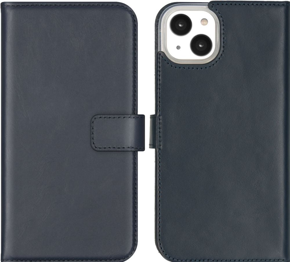 Selencia Echt Lederen Bookcase iPhone 14 Plus - Blauw