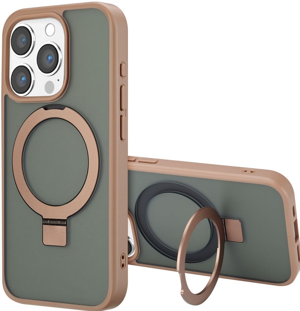 Accezz Ring Stand Backcover met MagSafe iPhone 15 Pro - Brown