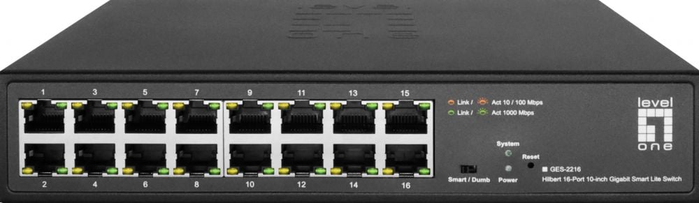 LevelOne Switch 16x GE GES-2216 Hilbert 10"