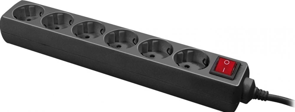 stekker omlijsting Logilink 6-lade , 1,4m, zwart m. schakelaar