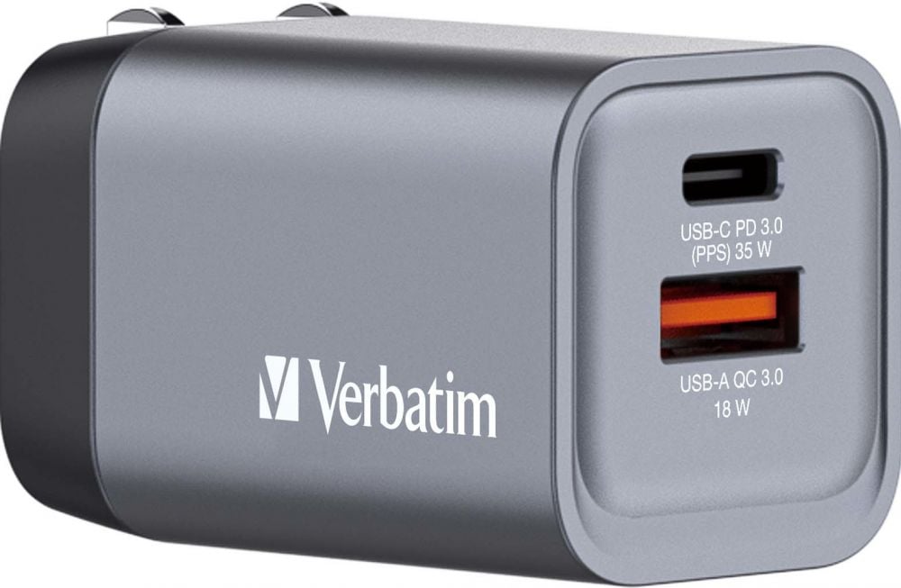 VERBATIM GNC-35 GaN Charger 2 Port 35W USB A/C E