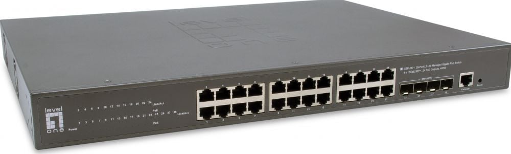 LevelOne Switch 28x GE GTP-2871 4xGSFP 400W 24xPoE