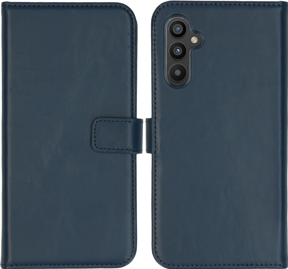 Selencia Echt Lederen Bookcase Samsung Galaxy A34 (5G) - Blauw
