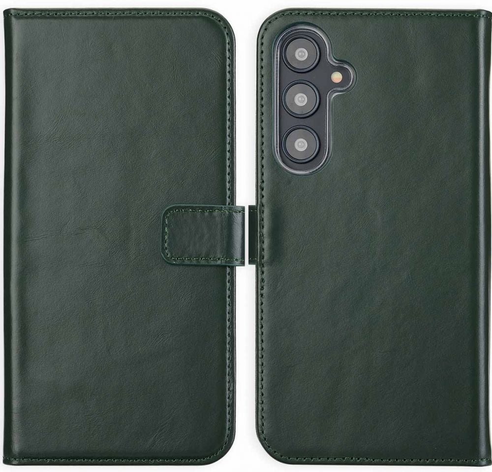 Selencia Echt Lederen Bookcase Samsung Galaxy S24 FE - Groen
