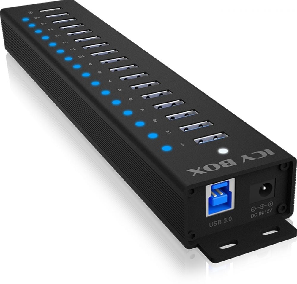 Hub 16+1 Port USB IcyBox 16x USB; 1x USB Laden USB3.2 Gen1 retail